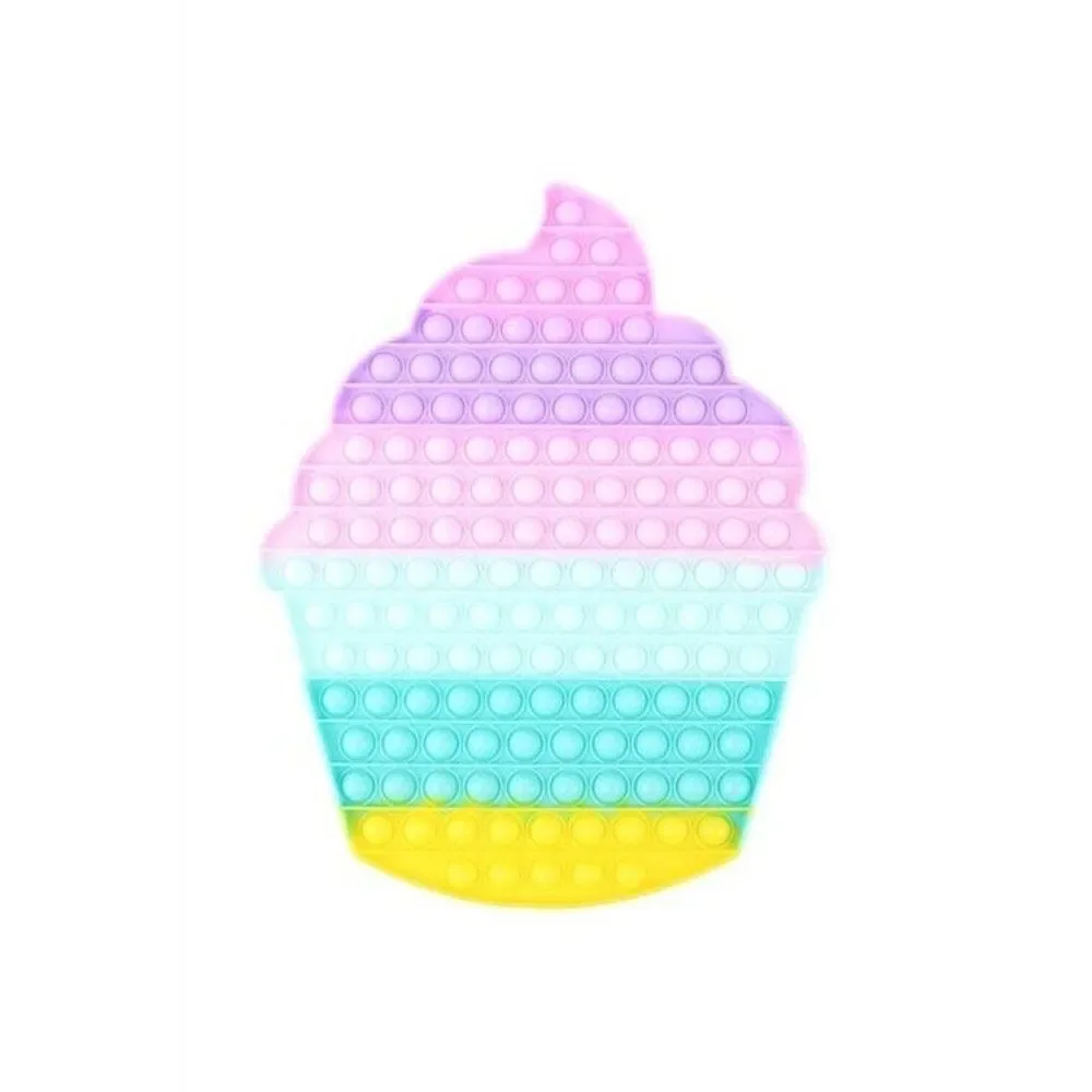 Fidget Toy Jumbo Cupcake Push Pop Bubble Pastel Rainbow Silicone